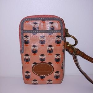 Fossil.Owl Coral Wristlet phone Wallet